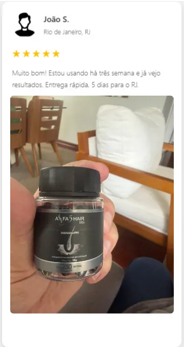 Avaliação de cliente citando resultados em três semanas e entrega rápida para o RJ